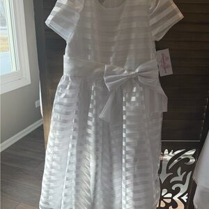 Bonnie Jean White Striped Formal Dress
